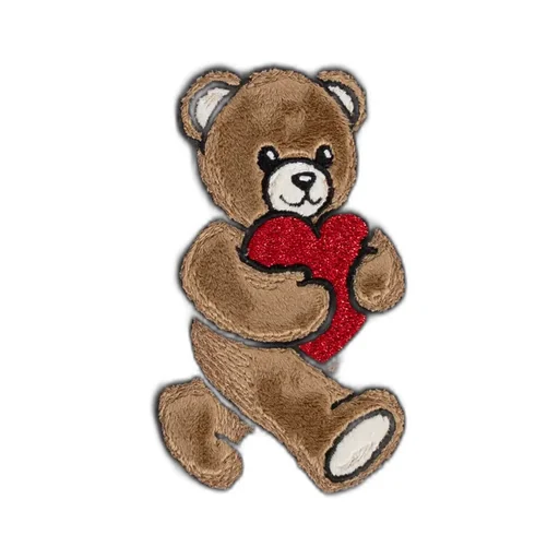 Teddy Heart-Appliqué Wool Scarf