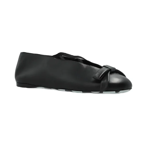 Bow-Detail Leather Ballet Flats