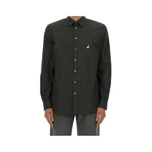 Goose Embroidered Checked Shirt
