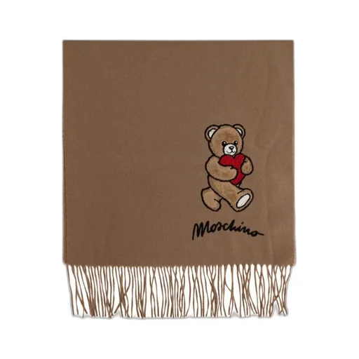 Teddy Heart-Embroidered Scarf