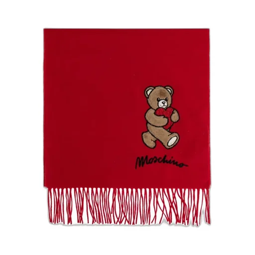 Teddy Bear-Appliqué Wool Scarf