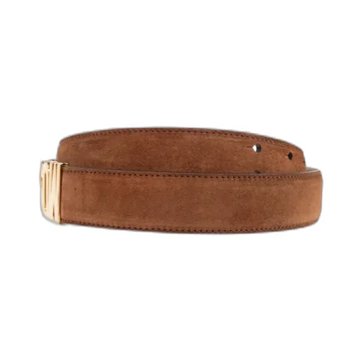 Logo Plaque Suede Belt