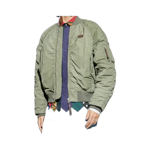 Ruched Zip-Up Bomber Jacket