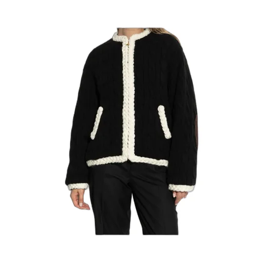 Cable-Knit Elbow-Patch Jacket