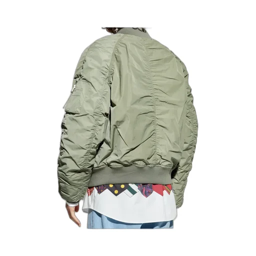 Ruched Zip-Up Bomber Jacket
