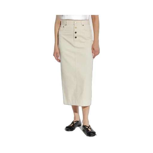 Button-Fastening Denim Skirt