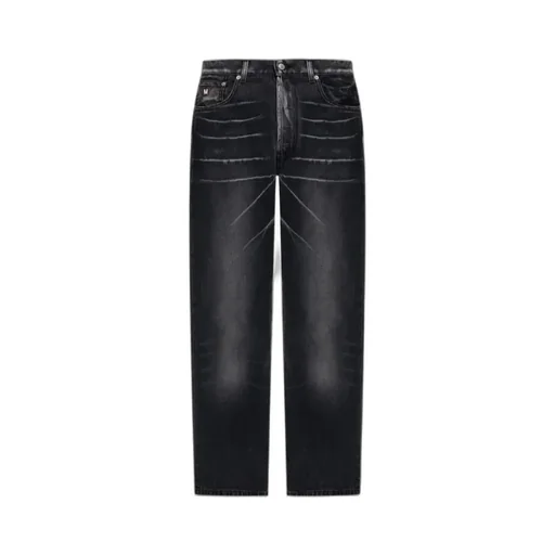 Logo-Plaque Faded-Wash Jeans