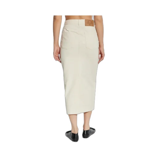 Button-Fastening Denim Skirt