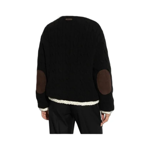 Cable-Knit Elbow-Patch Jacket