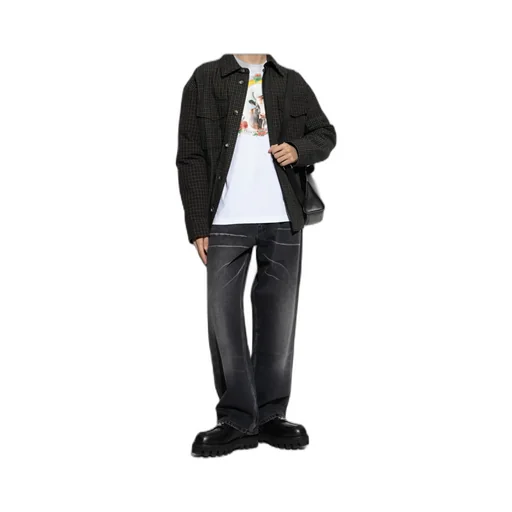 Logo-Plaque Faded-Wash Jeans