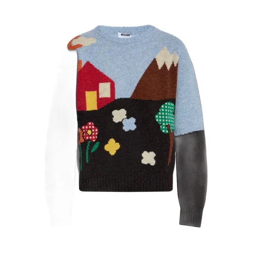 Landscape Print Wool Sweater