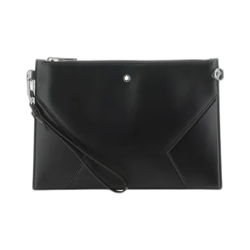 Logo-Plaque Leather Clutch Bag