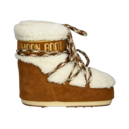 Logo Printed Shearling Lace-Up Boots