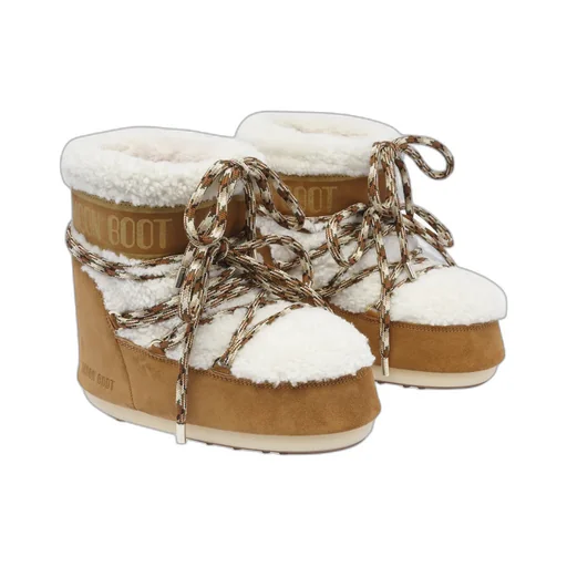 Logo Printed Shearling Lace-Up Boots