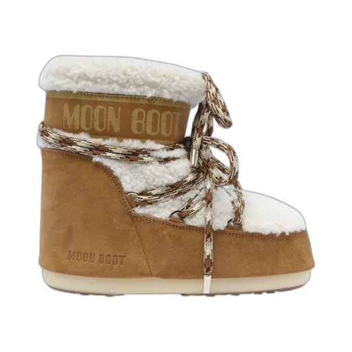 Logo Printed Shearling Lace-Up Boots