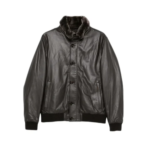 Buttoned Leather Jacket