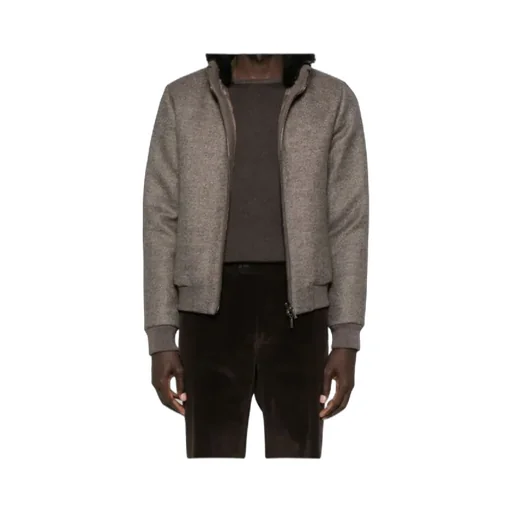 Shearling-Collar Zip-Front Jacket