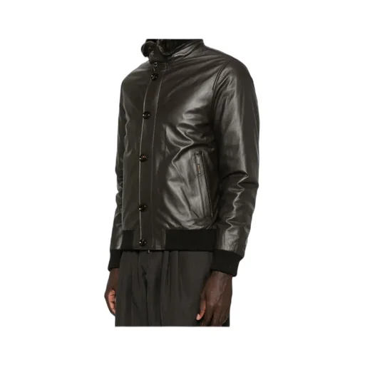 Buttoned Leather Jacket