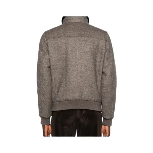 Shearling-Collar Zip-Front Jacket