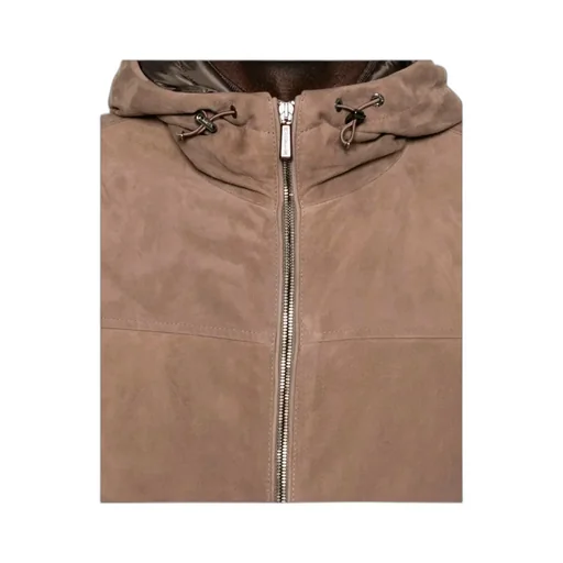 Suede Hooded Bomber Jacket