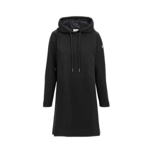 Logo Patch Drawstring Hooded Dress