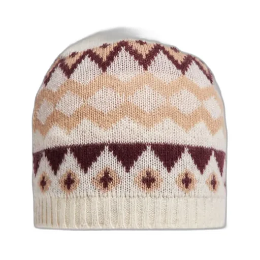 Pattern Intarsia-Knit Logo Patch Beanie