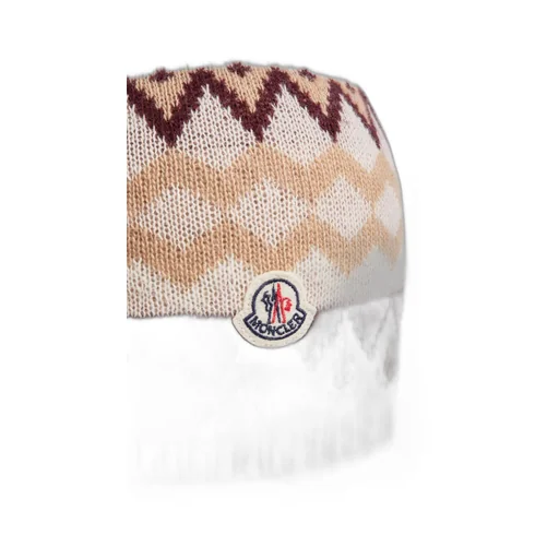 Pattern Intarsia-Knit Logo Patch Beanie