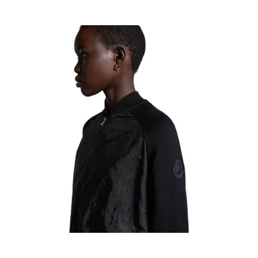 Crystal-Encrusted Zip-Up Cardigan