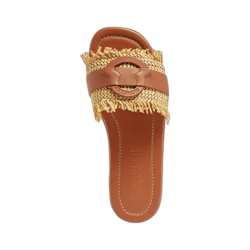 Bell Raffia & Leather Sliders