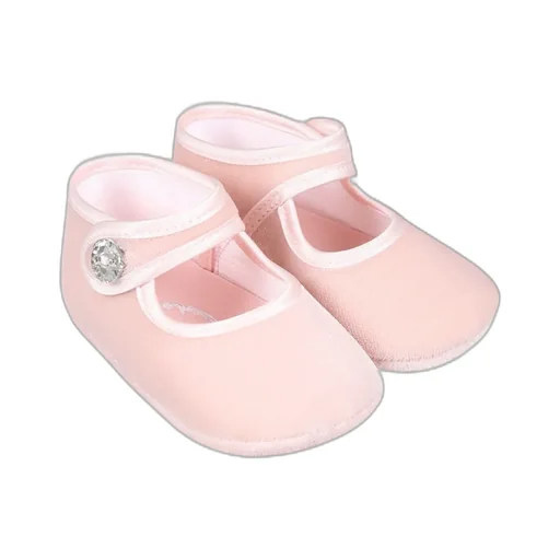 Button-Strap Velvet Crib Shoes