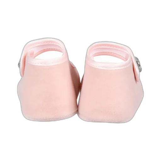 Button-Strap Velvet Crib Shoes