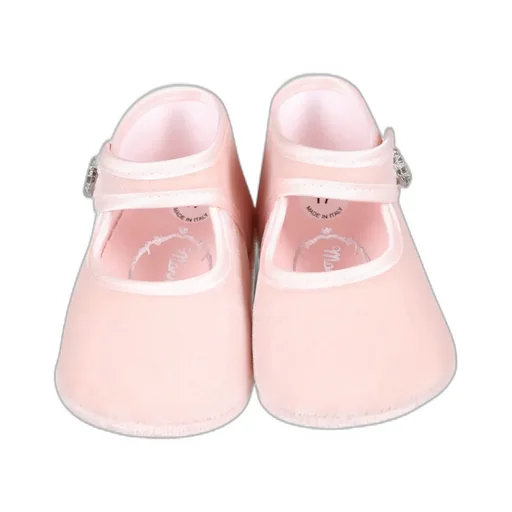 Button-Strap Velvet Crib Shoes