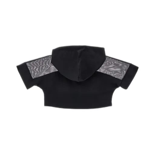 Sheer-Trimmed Cropped Hoodie