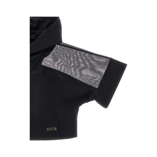 Sheer-Trimmed Cropped Hoodie
