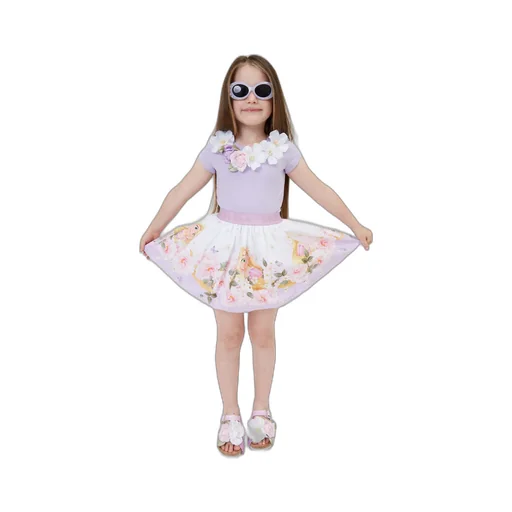 Motif-Printed Logo-Waistband Tutu Skirt