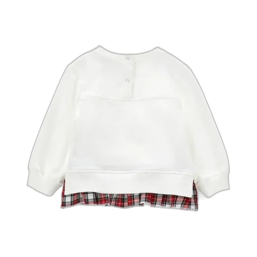 Teddy Bear Sweatshirt With Plaid Ruffles