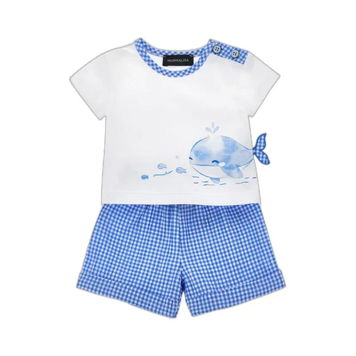 Checked Cotton Shorts Set