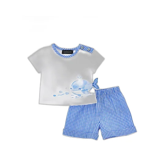 Checked Cotton Shorts Set