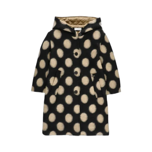 Bold Polka Dot-Print Buttoned Coat