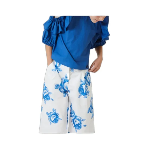 Round-Neck Ruffled Cut-Out Top