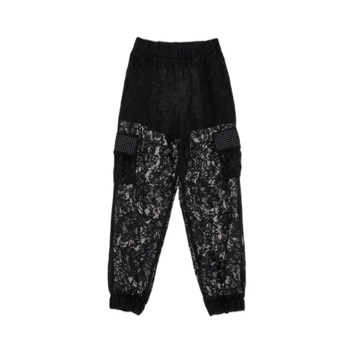 Lace-Overlay Trousers