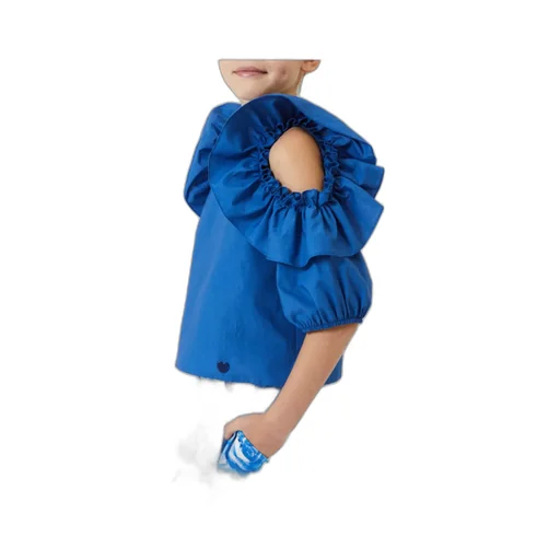 Round-Neck Ruffled Cut-Out Top