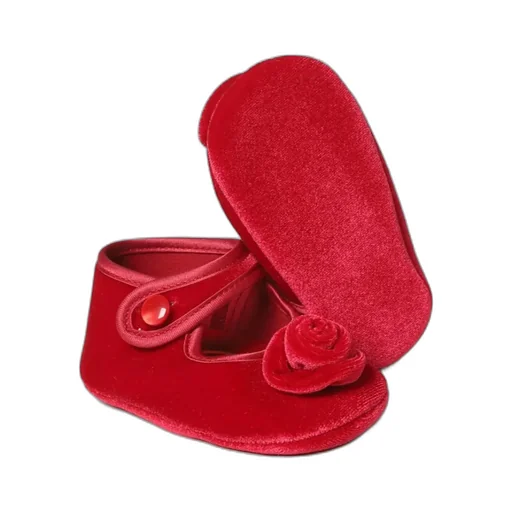 Floral-Appliqué Velvet Ballerinas
