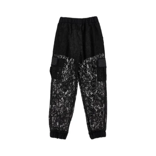 Lace-Overlay Trousers