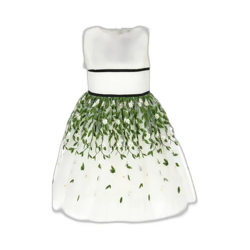 Embroidered-Leaf Detail Dress