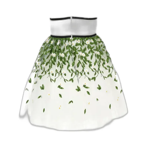 Embroidered-Leaf Detail Dress