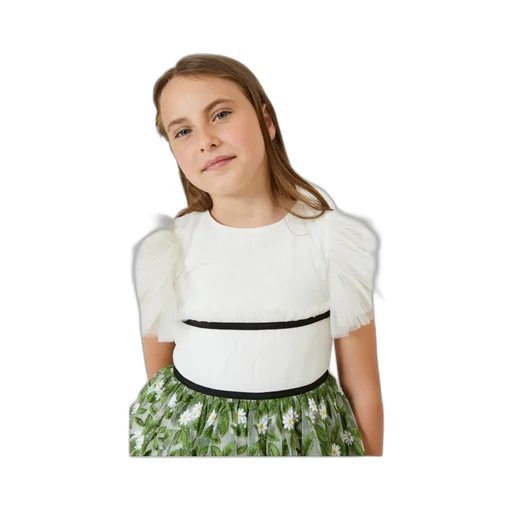 Embroidered-Leaf Detail Dress