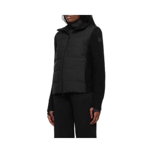 Zip-Up Padded Knit Cardigan