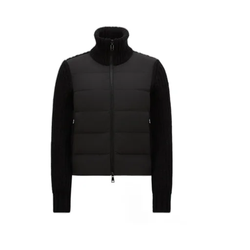 Zip-Up Padded Knit Cardigan