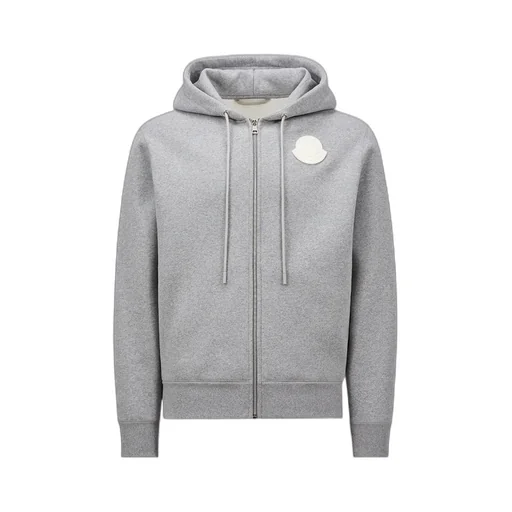 Logo Patch Zip-Up Drawstring Hoodie